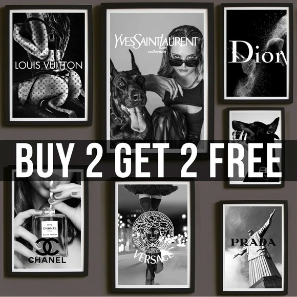 Fashion Brand Posters Black & White Wall Art Poster Print Gallery Wall Picture - Picture 1 of 16